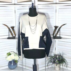 Korea Fashion Oversized Long Sleeve Top Cream Blue - Small